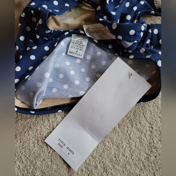 Girlhowdy 2pc Bikini Set Sz 4 Blue White Polka Dots Bikini Top and Bottom NEW - Picture 5 of 6